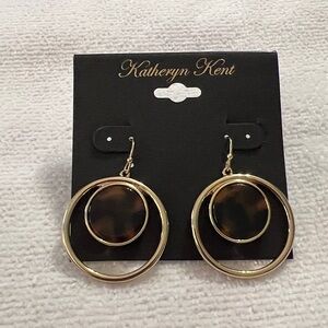 3/$18 Katheryn Kent Gold and Brown Hoop Earrings Lot 294